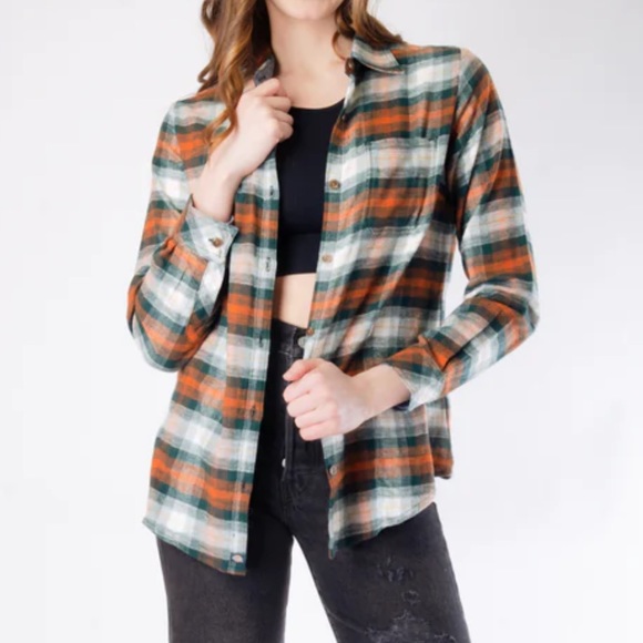 NWT DICKIES WOMENS LONG SLEEVE FLANNEL SHIRT. 100% SOFT AND COMFORTABLE COTTON - Picture 2 of 11